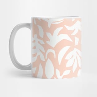 Subtle Tropical Leaves White On Pink Mug